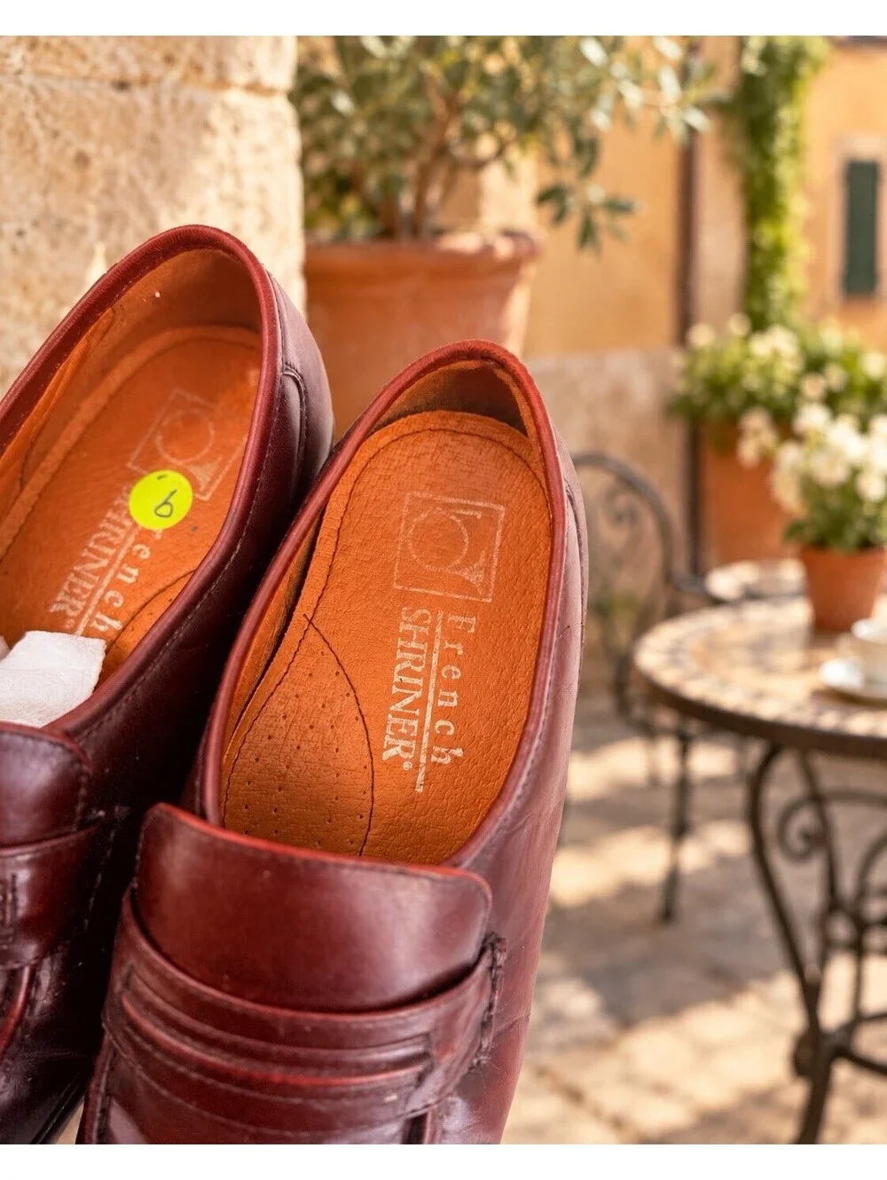 French Shriner Dayton Penny Loafers Mens 9E Burgundy Oxblood Leather Dress Shoes